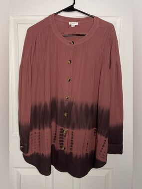 💃 PURE JILL by J. Jill Tie-Dyed Double-Cloth Tunic Button Front Lagenlook MP